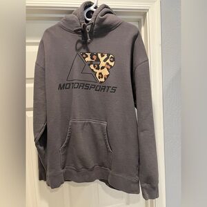 Dark Charcoal Grey Hoodie Lacey Blair LB Motorsports Leopard 1X Extra Large